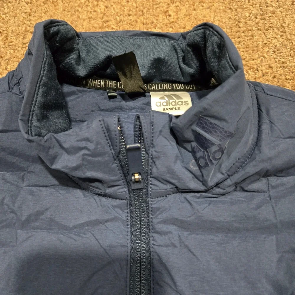 Adidas Puffer Vest Mens M Blue Frostguard Full Zip Quilted‎ Down Insulated Golf